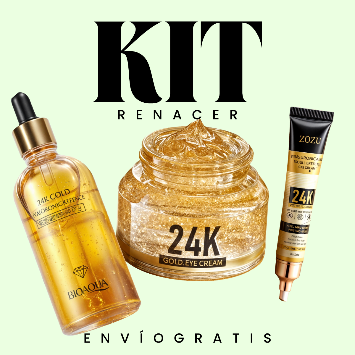 Kit Renacer d'Oro 24k - Serum 10 + Crema + Contorno de ojos